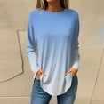 thumbnail image 2 of Womens Long Sleeve T Shirts Women Pullover Sweater Round Neck Printing Spring Blouses Fashion Smocked Long Sleeve Shirts Tops, 2 of 5