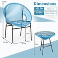 thumbnail image 3 of Costway 3PCS Patio Acapulco Furniture Bistro Set Plastic Rope Glass Table Turquoise, 3 of 10