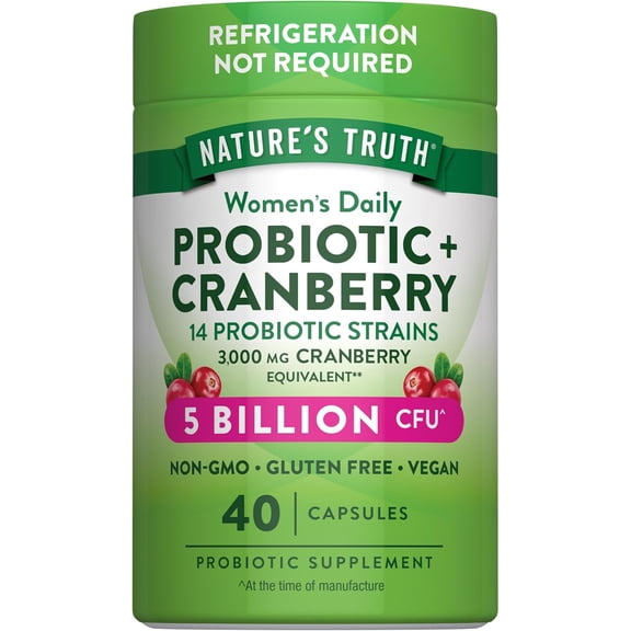 Probiotics for Women | 5 Billion Active Cultures | 40 Capsules | With Cranberry | by Natures Truth