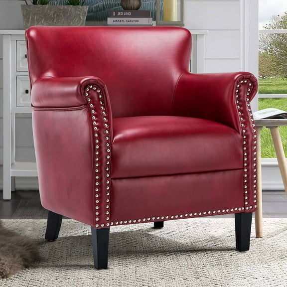 Hallie Club Top-Grain Leather Chair, Assorted Colors