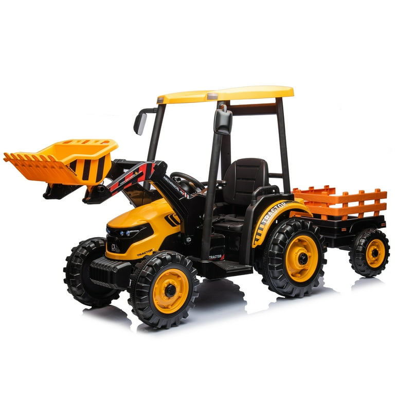 24V Kids Ride on Excavator Tractor with Trailer and Front
