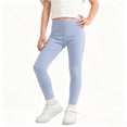 thumbnail image 2 of WQNVRNR Girls Stretchy Leggings Fall Comfortable Slim Fit Elastic Waist Casual Pants Light Blue 13 Years, 2 of 6