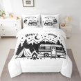thumbnail image 3 of Manfei Kawaii Camper King Bedding 7pcs,Cute Adventure Car King Bed in a Bag,White Gray Black, 3 of 6