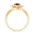 thumbnail image 2 of Rosec Jewels Lab Grown Ruby Flower Engagement Ring with Diamond - Bypass Ring for Women - AAAA Quality - with Jewelry Box, 14K Yellow Gold, US 9.50, 2 of 8