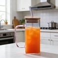 thumbnail image 1 of Vacemry 5Pcs Glass Drinking Cup With Lid And Straw, 400ml Square Beverage Tumbler For Iced Coffee Milk Juice Beer, Home Kitchen Office Bar Restaurant Drinkware, Reusable Glassware For Daily Use And, 1 of 9