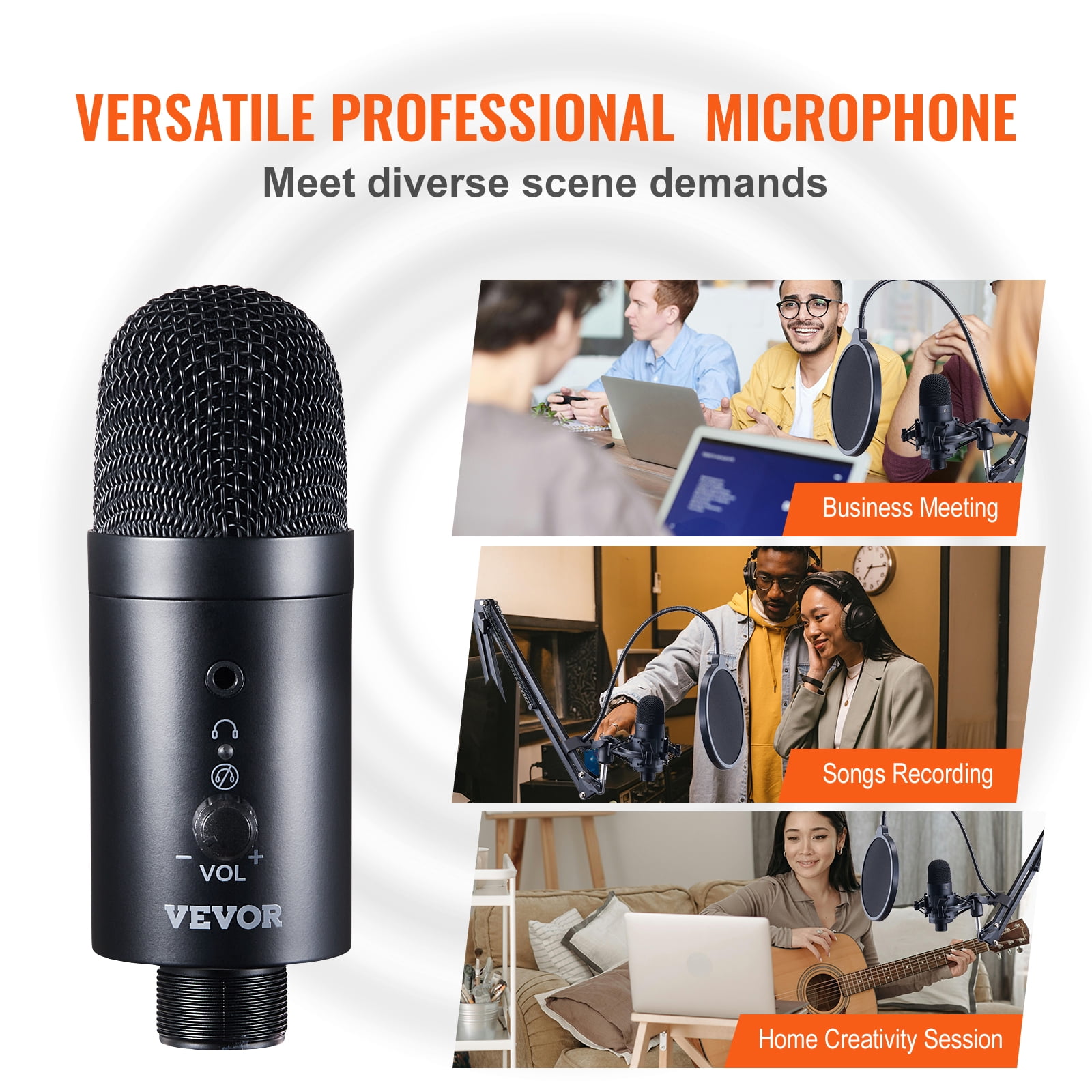 SKYSHALO USB Streaming Podcast Microphone Kit with Boom Arm Stand, Professional 192KHZ/24bit Studio Cardioid Condenser Computer PC Mic Kit