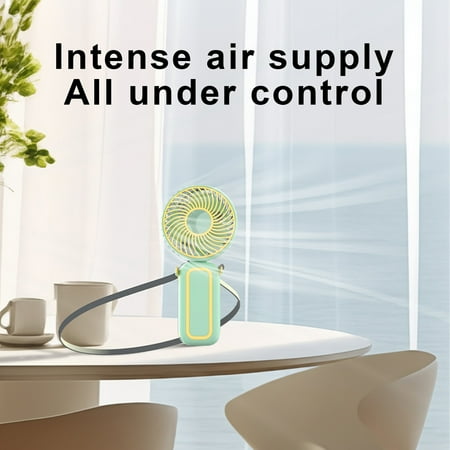 

Gnmfd New Handheld USB Mini Fan Students Outdoor Neck Portable Fan - Multi-Speed Control Lightweight Design Rechargeable via Power Bank Laptop Comes with Sling & Manual Green