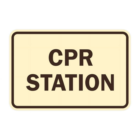 Classic CPR Station Sign (Ivory/Dark Brown) - Small