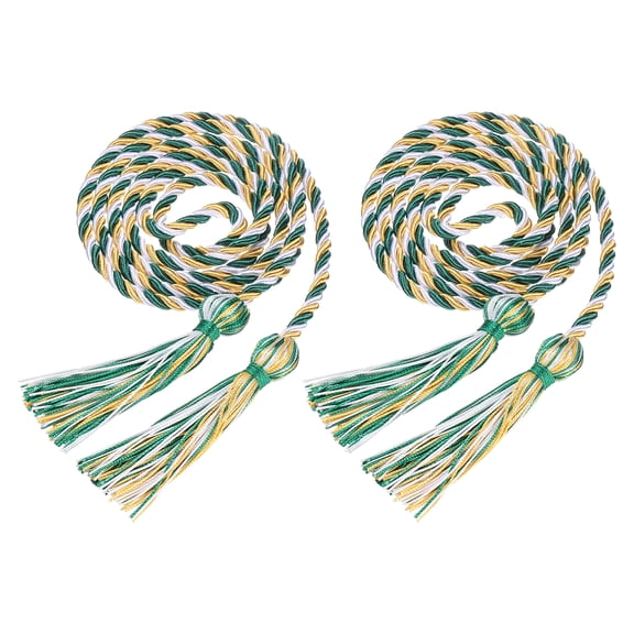 Uxcell 2 Pcs Graduation Cords, Graduation Tassel Honor Cords, 69" Long Braided Honor Academic Rope for 2026 Graduation Decorations Bachelor Gown for Master, Gold-Green-White