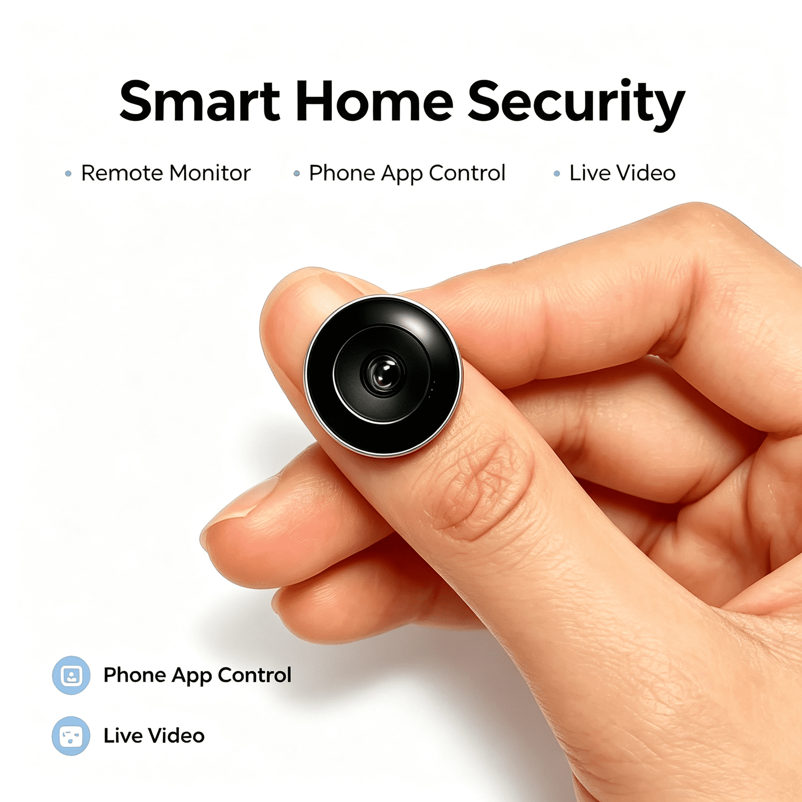 Mini Portable Security Camera, 1080P HD Smart Home Surveillance Cam, Remote App Control, Live Video Feed for Home Pet Office Indoor Monitoring
