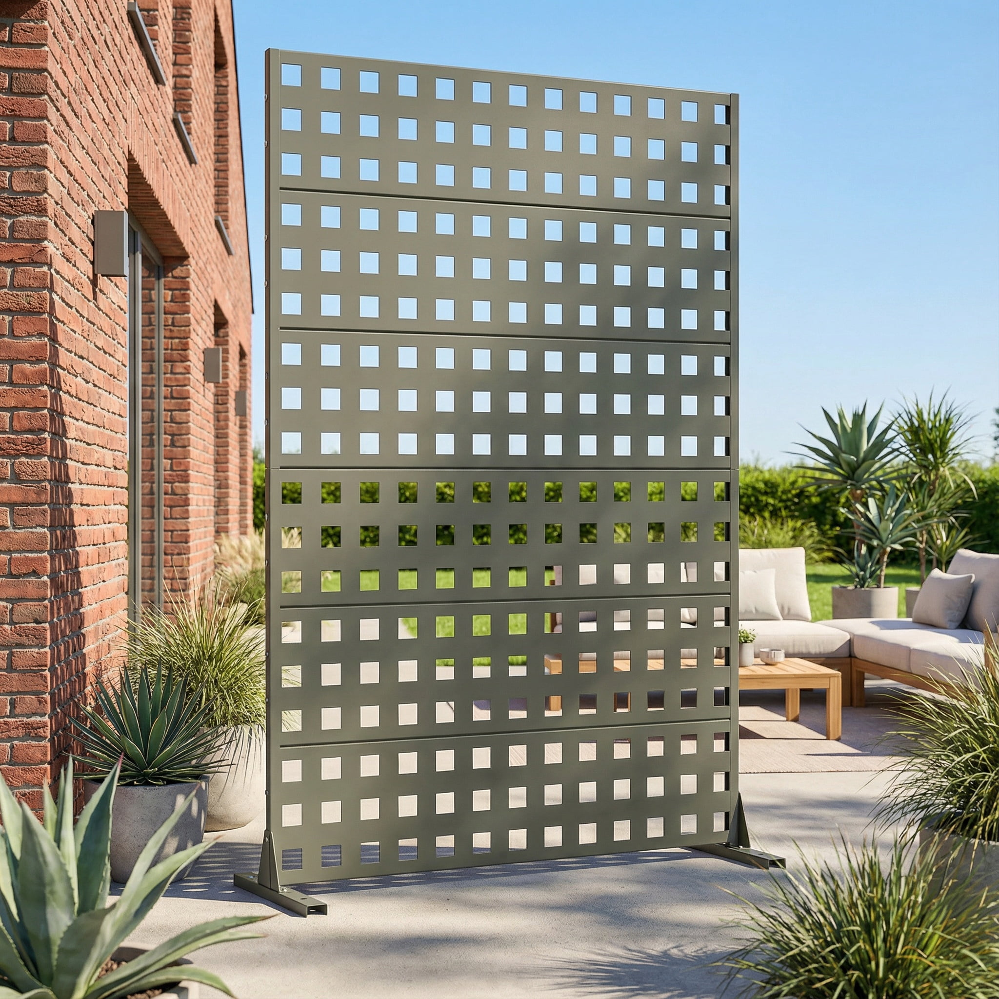 Privacy Metal Screen Fence Panel Horizontal Stripe Pattern