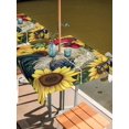 thumbnail image 2 of Square Outdoor Tablecloth with Umbrella Hole Vintage Rooster Outside Table Cloth Waterproof Patio Table Cover Watercolor Farmhouse Sunflower Animals Zipper Tablecloths for Picnic Camping 60x60 Inch, 2 of 8