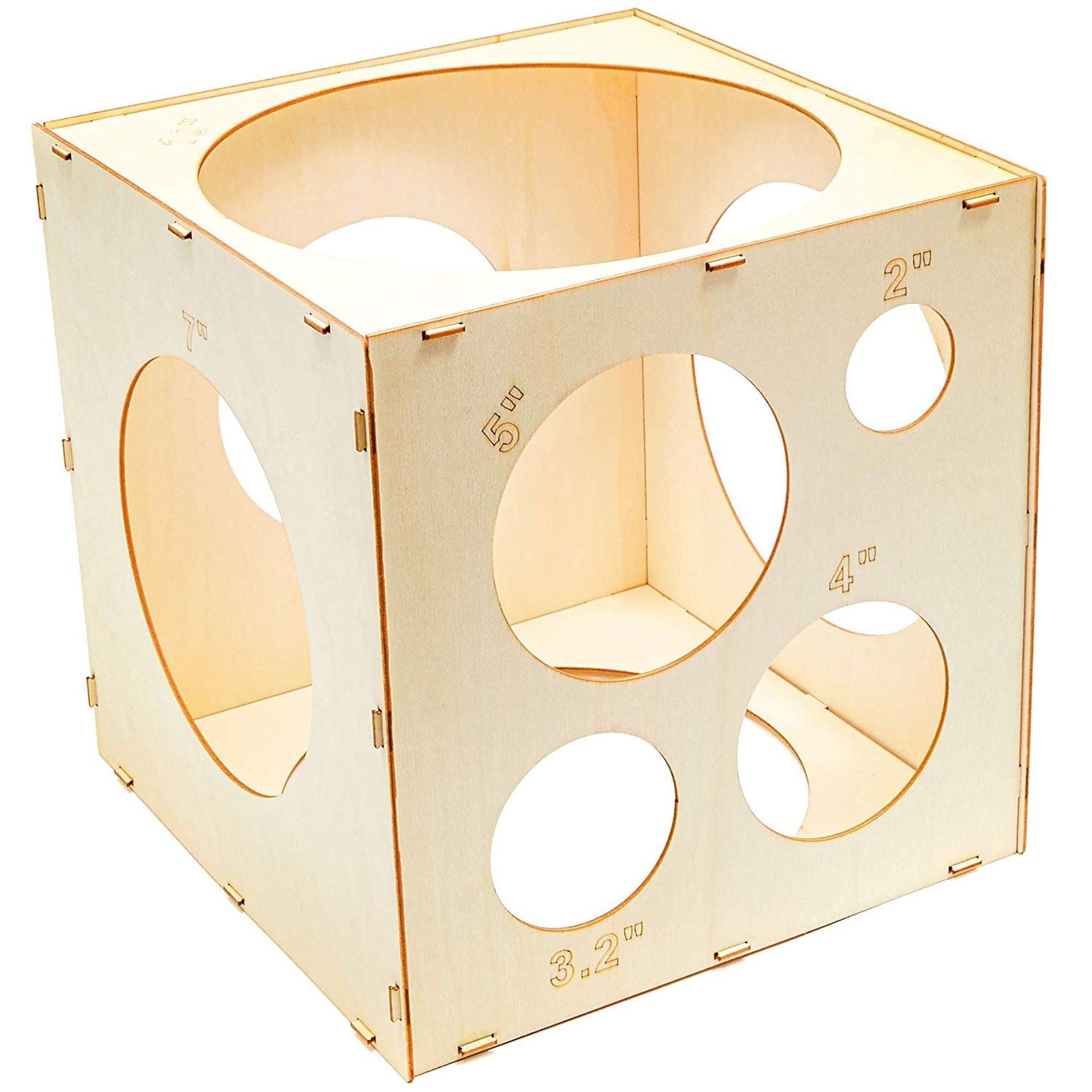 Wood Balloon Sizer Cube Template Box, Balloon Teasurement Tool for