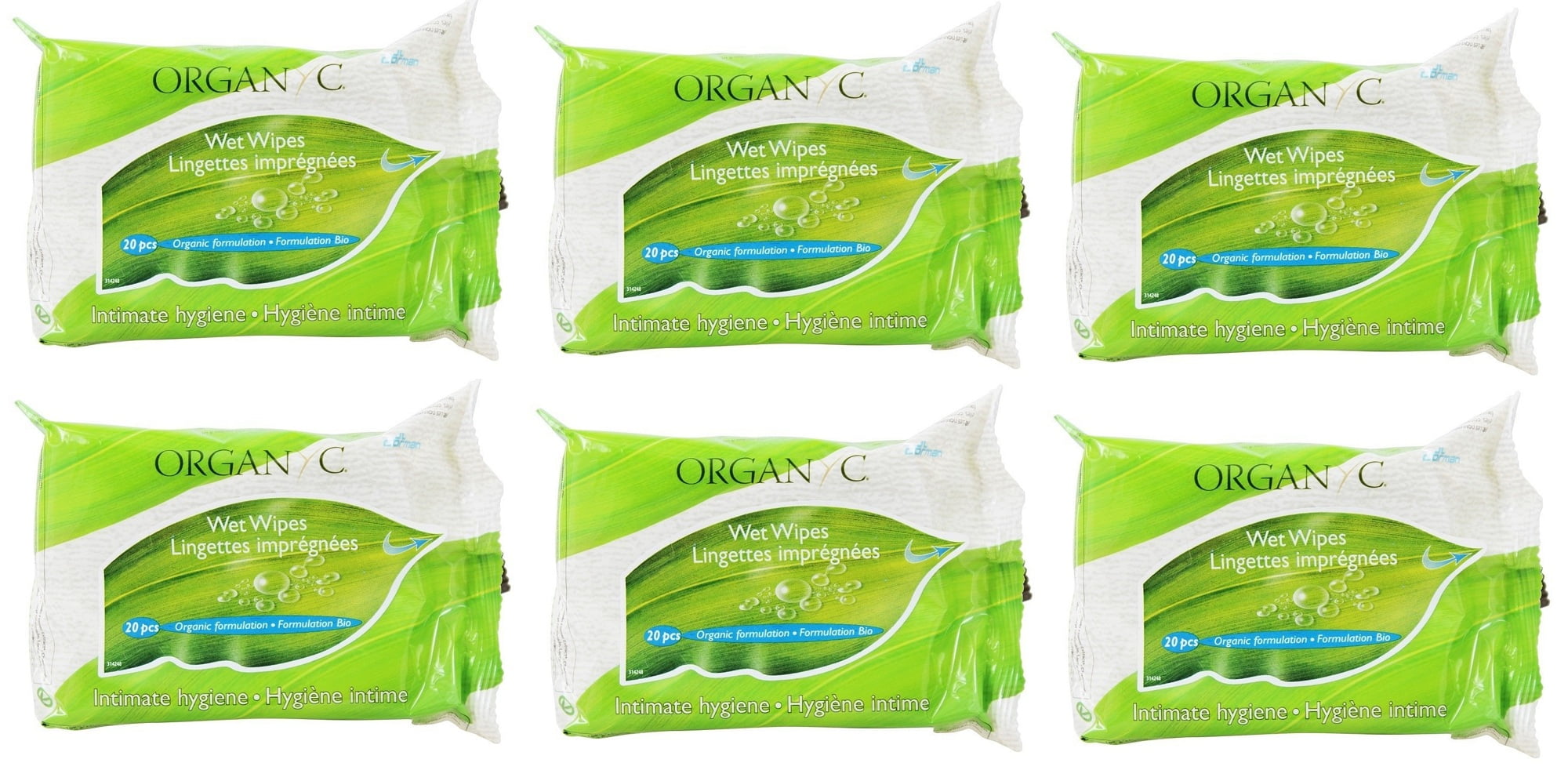 Organyc 100 Organic Cotton Feminine Hygiene Wipes 20 Wipes (Pack of