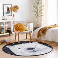 thumbnail image 2 of BoutiqueRugs Kids Collection Aleda Bear Animal Design Area Rug for Nursery, Playroom, Toddler Room - Outdoor Safe Kids Round Rug - Nursery Rug - Black, Charcoal, Ivory - 3'11" Round, 2 of 3