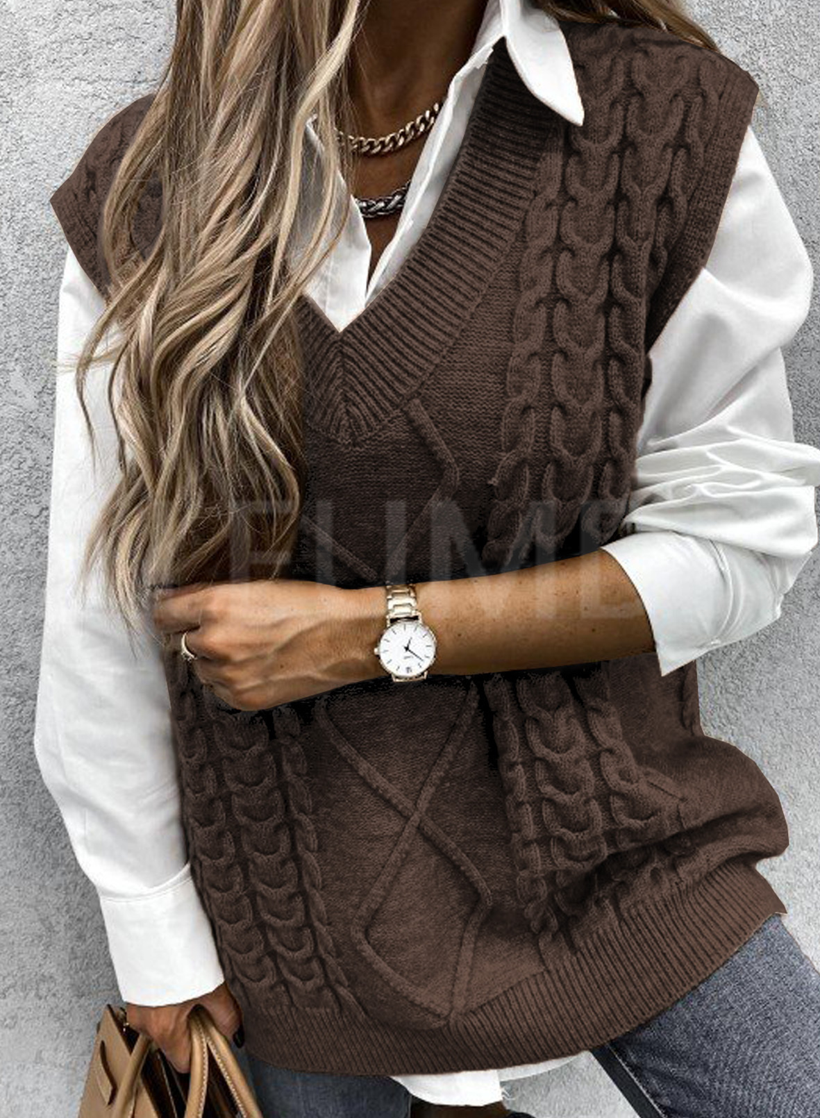Aleumdr Sweater Vest Women Oversized V 