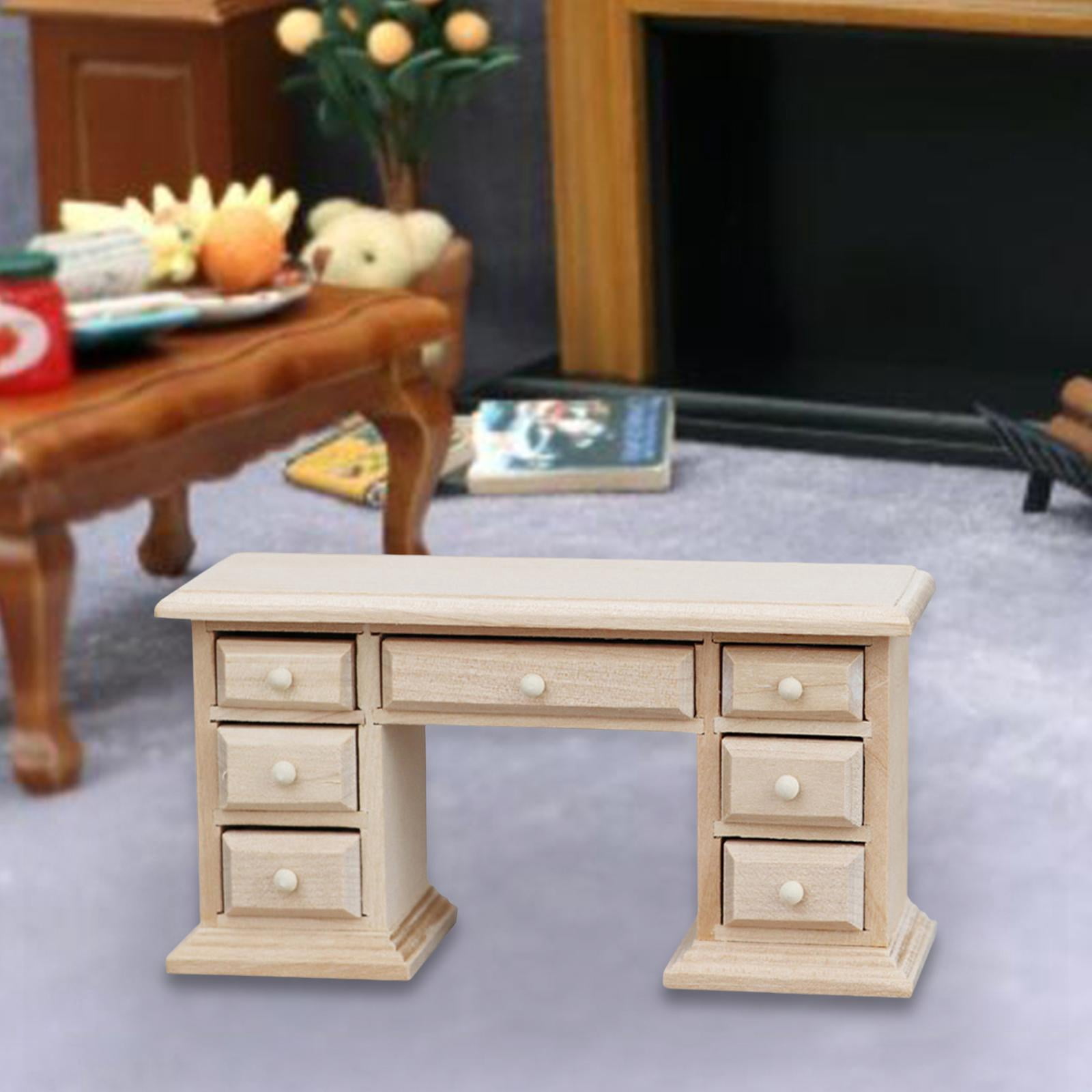 Rushawy 1:12 Dollhouse Computer Desk Office Desk for Landscape Decorations