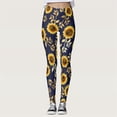 thumbnail image 2 of Gibobby Leggings afelpados para mujer Mallas cómodas con estampado de girasol para mujer, mallas deportivas de Yoga con Control para mujer, mallas de cintura alta(Negro,XG), 2 of 5