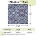 thumbnail image 2 of Blue Ethnic Paisley and Floral Pattern Square Fitted Tablecloth with Elastic Edge,Square Table Cover,Washable Elastic Table Cover for Home Kitchen Party Decor 34"x34", 2 of 6
