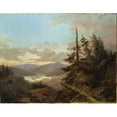 thumbnail image 2 of Charles XV of Sweden 18x15 Gold Ornate Wood Frame and Double Matted Museum Art Print Titled - Norwegian Landscape in the Light of Early Morning, 2 of 4