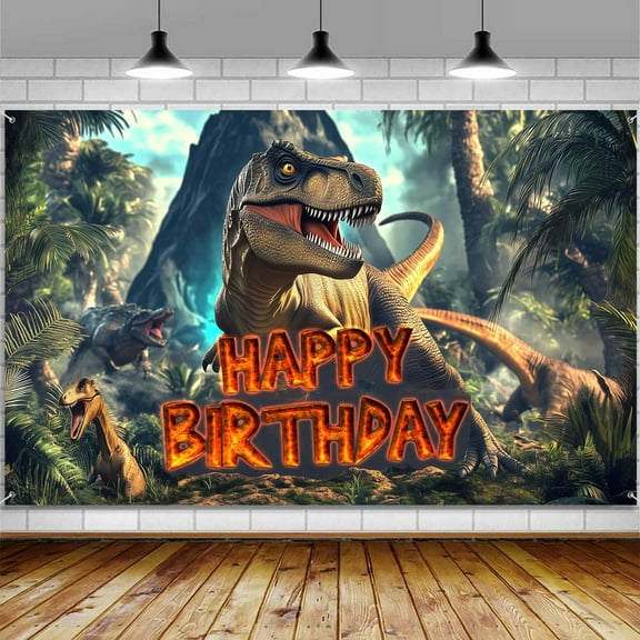 Dinosaur Birthday Party Decorations Banner Backdrop, Dinosaur Theme Large Banner Boys Party Decorations Supplies, Children's Dino Sign Poster Background Decor 72X44 Inch