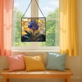 thumbnail image 5 of Bluebonnet Flower Stained Glass Panel Suncatcher Square Window Hanging, 8 Inch Real Glass Decorative Art Sun Catcher for Home, Gift, and Garden Decor 78OR5, 5 of 6