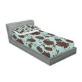 thumbnail image 2 of Ambesonne Floral Fitted Sheet & Pillow Sham Set, Flower Ornaments Retro, Twinxl, Pale Blue Brown, 2 of 2