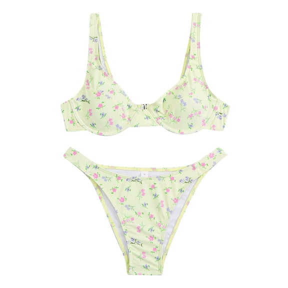 XIYON Women's Bikini Sets Women Print Bikini Set Swimming Two Pieces Swimsuits Swimwear Beach Suit Beach Vacation Clothes