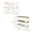 thumbnail image 7 of Cterwk Kitchen Island with 2 Open Shelves and 2 Drawer, Wood Top Kitchen Cart with Wheels and Drawer, White + Light Brown, 7 of 7