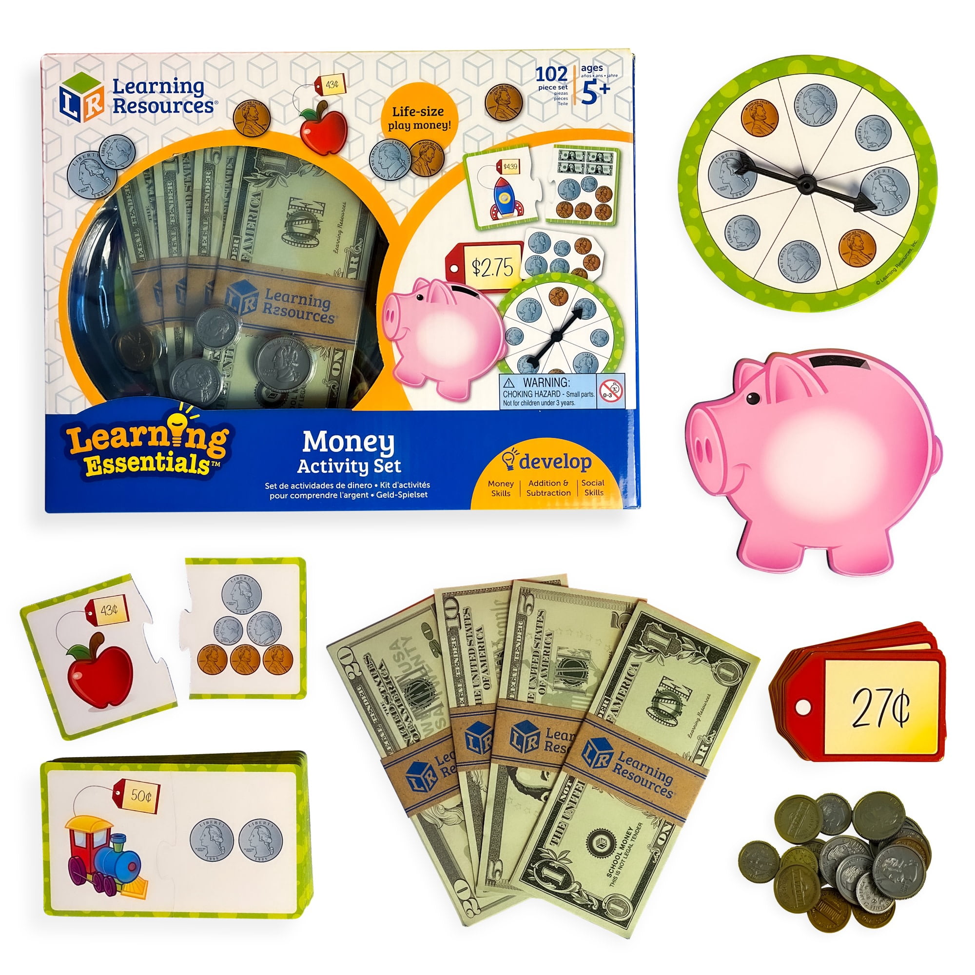 Learning Resources Money Activity Set, Kids Pretend Play Money with Coins & Bills, Counting Change Learning Toy, Ages 5+