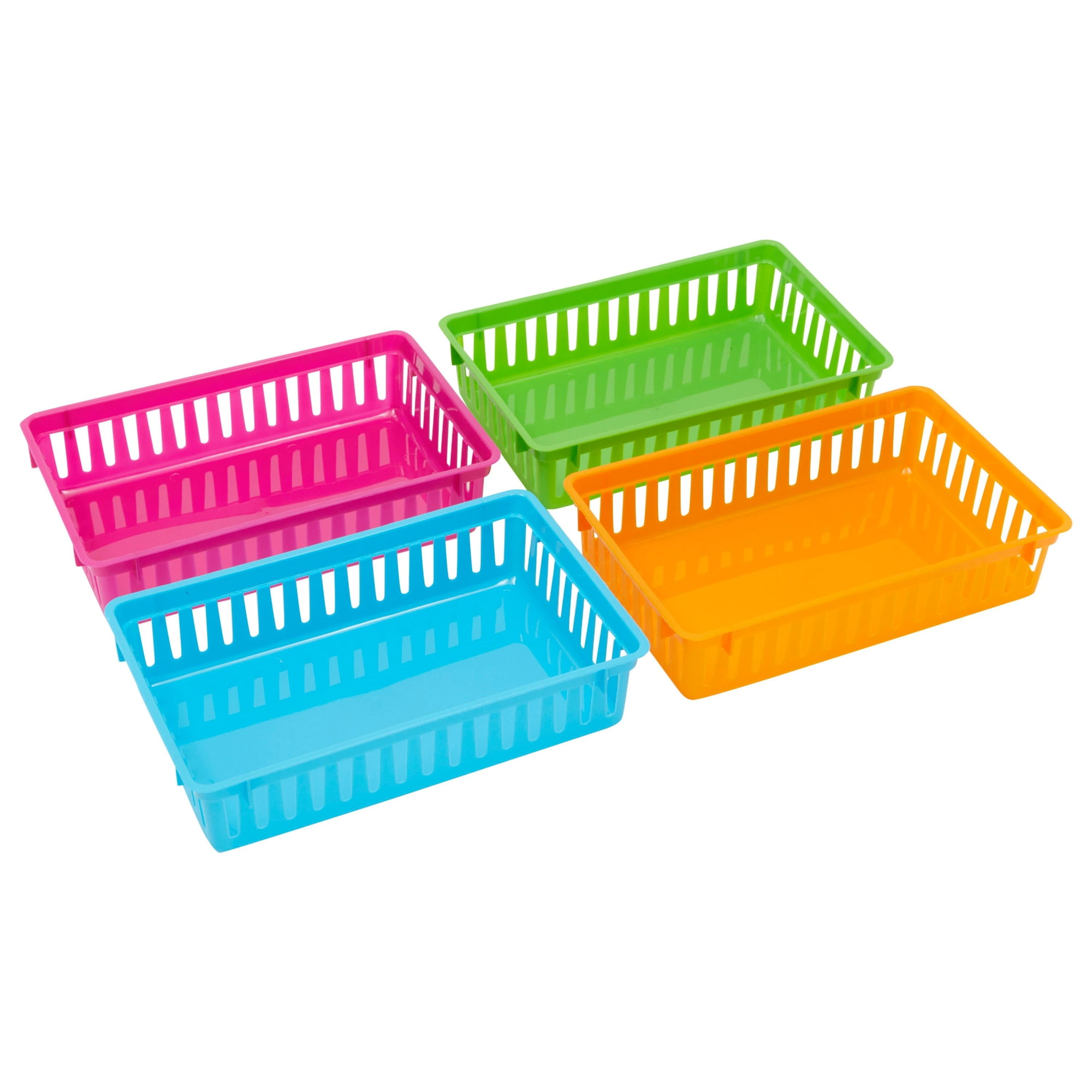 10 Pack Mini Storage Baskets Bins, Plastic Organizer Basket, Colorful Shelf  and Desk Make-up Storage Crate Organizing Containers, Ideal for Home