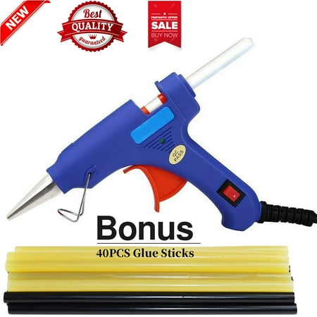 Glue Gun Sticks Hot Glue Gun with 40pcs Melting Glue Sticks Glue Gun Kit for DIY Small Craft Projects&Sealing and Christmas Decoration/Gifts 20-Watts ()