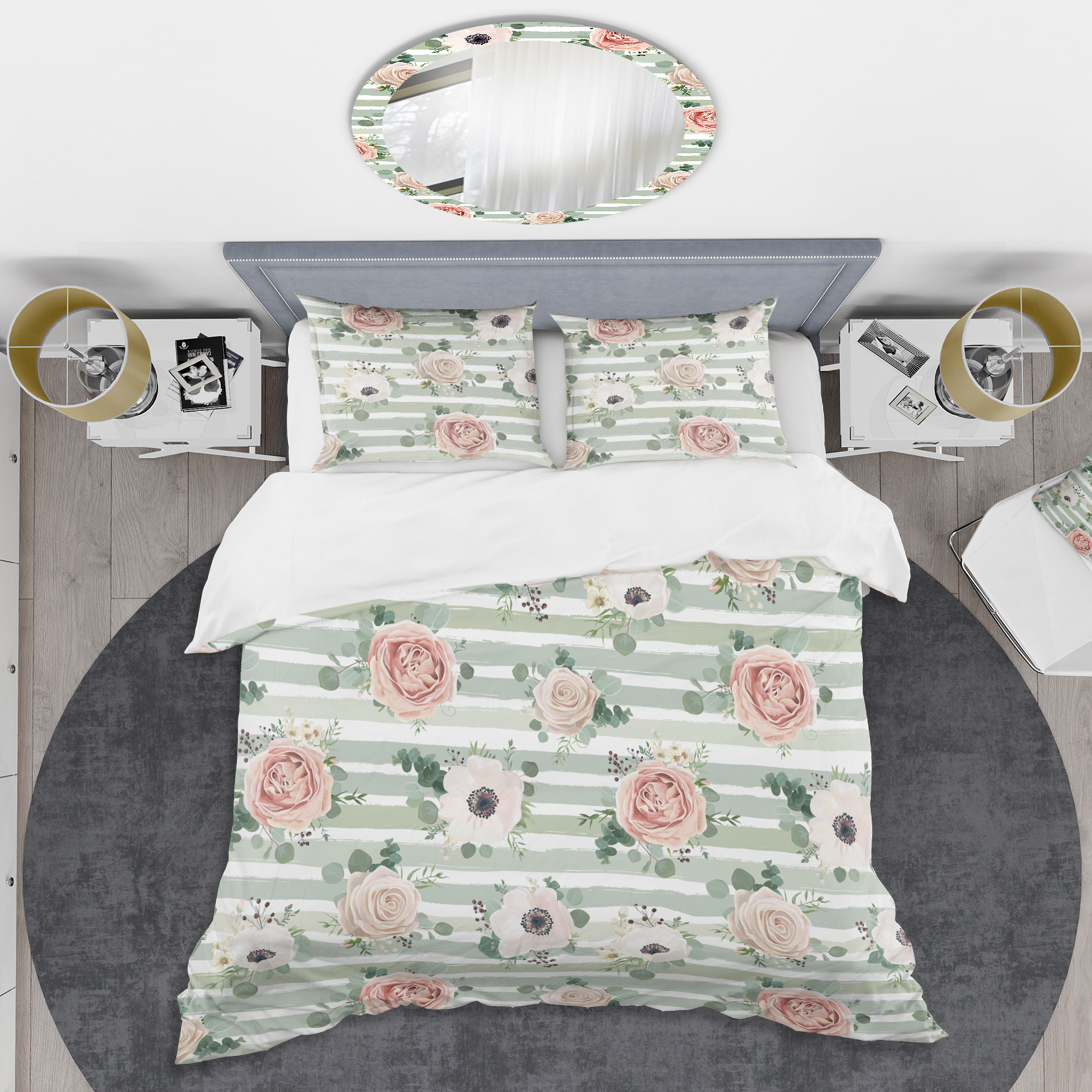 Designart 'Floral Retro Pattern V' Mid-Century Modern Duvet Cover Set