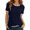 Dark Blue, variant on Women Basic T Shirts Solid Color Short Sleeve Ringer Tee Shirt Comfort Modern Fit Casual Summer Tops Blue XXL