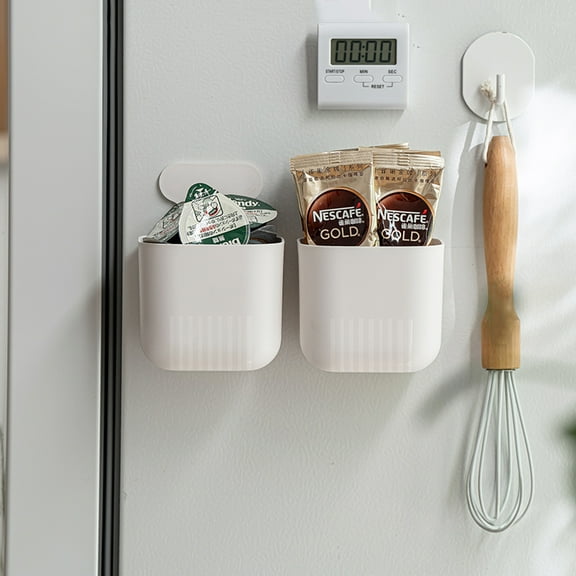 MORNITE 2 Pcs Magnetic Cup, Magnetic Locker Storage Pen Holder Organizer for Fridge Laundry, Basket for Board Desks, White