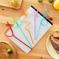 thumbnail image 4 of XIRQI 50Pcs Straws Disposable Bendy for Easy Sipping Plastic Straws Vibrant Colors and Shapes Straws Drinking Plastic,Style6, 4 of 4