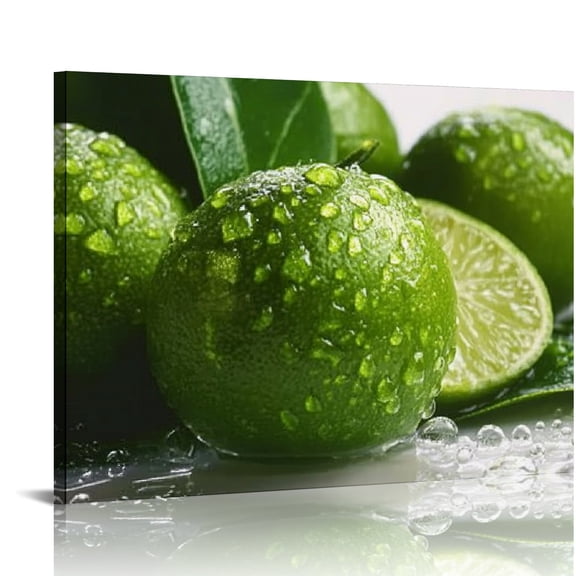 BCIIG Lime Water Drops Leaf Wall Decor for Bedroom Kitchen Living Room Office, Fashion Art Print, Home Wall Pictures 20x16in