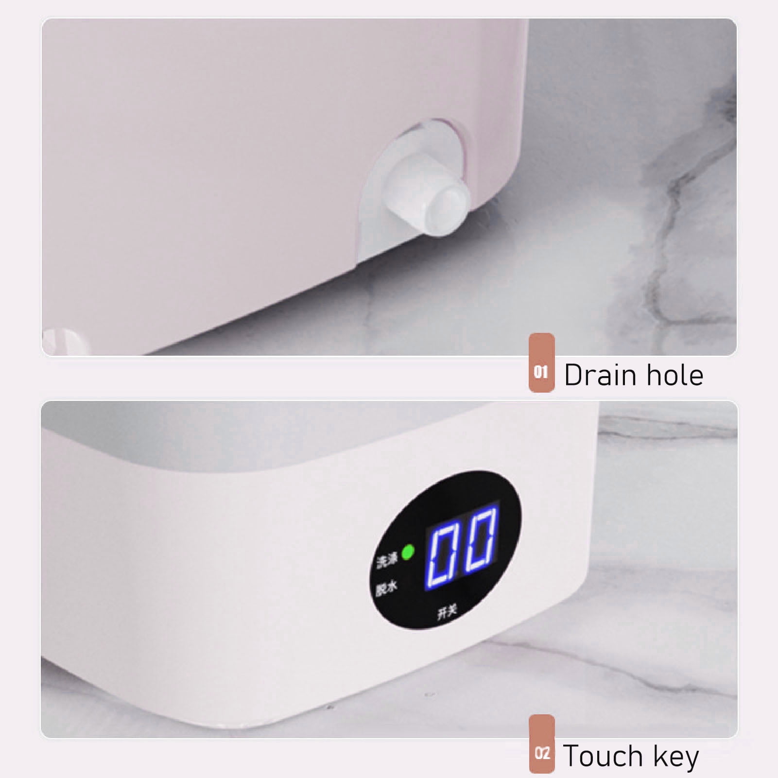 Nieyigj Mini Portable Bucket Washer 6L Foldable Automatic Washing Machine (1.58 Gallon / 6L) with LCD Panel Display for Dorms, RVs, and Travel