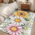 thumbnail image 4 of 4'x6' Area Rugs, Colorful Daisy Floral Indoor Outdoor Area Rug for Living Room Bedroom, Spring Flowers Botanical Leaves Rustic Washable Bathroom Rugs Kitchen Floor Carpet Mats Home Decor Aesthetic, 4 of 8