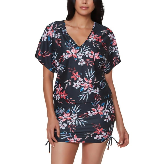 Bar III Womens Floral Print Caftan Cover-Up