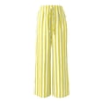 thumbnail image 5 of IYYVV Womens Summer Casual Striped Pants Loose Wide Leg Lounge Pants Elastic Waist Palazzo Trousers with Pockets Yellow 2XL, 5 of 9