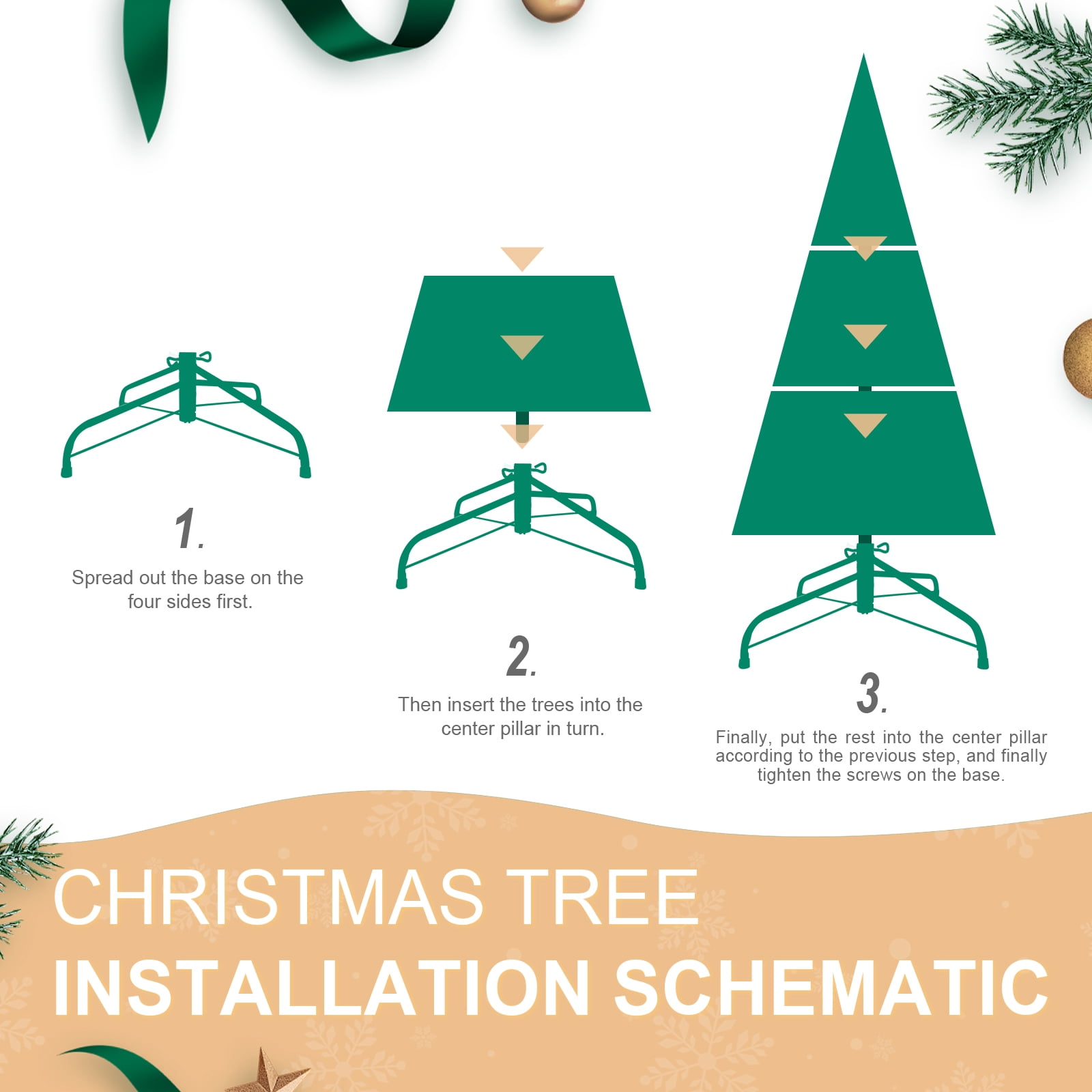 7.5ft Lush Christmas Tree 1599 Tips Hinged Branches Metal Stand Indoor Holiday Decor