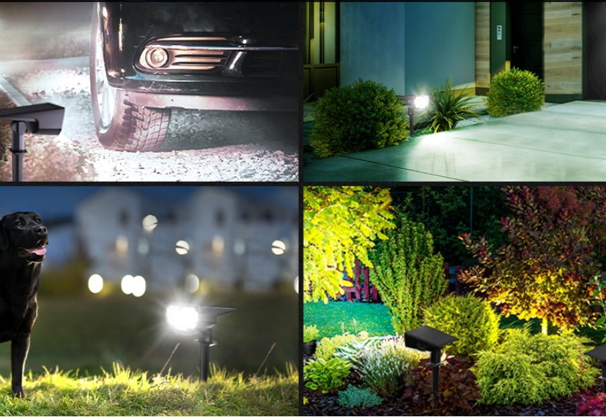 6-Pack Solar Motion Sensor Spot Lights Outdoor, IP68 Waterproof 40,000+ Hrs LED Landscape Lighting with 3 Modes for Yard, Garden