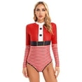 thumbnail image 5 of Eandarui Womens Christmas Bodysuit Xams Santa Jumpsuit Funny 3D Printed Long Sleeve One Piece Unitard Red Stripes S/M, 5 of 7