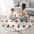 thumbnail image 3 of Halloween Pumpkins Witch Hats and Bats Round Blanket,Comfortable Soft Flannel Throw Blanket,All Season,Warm Lightweight Blankets for Sofa Bed Couch Living Room Chair 60"x60", 3 of 5