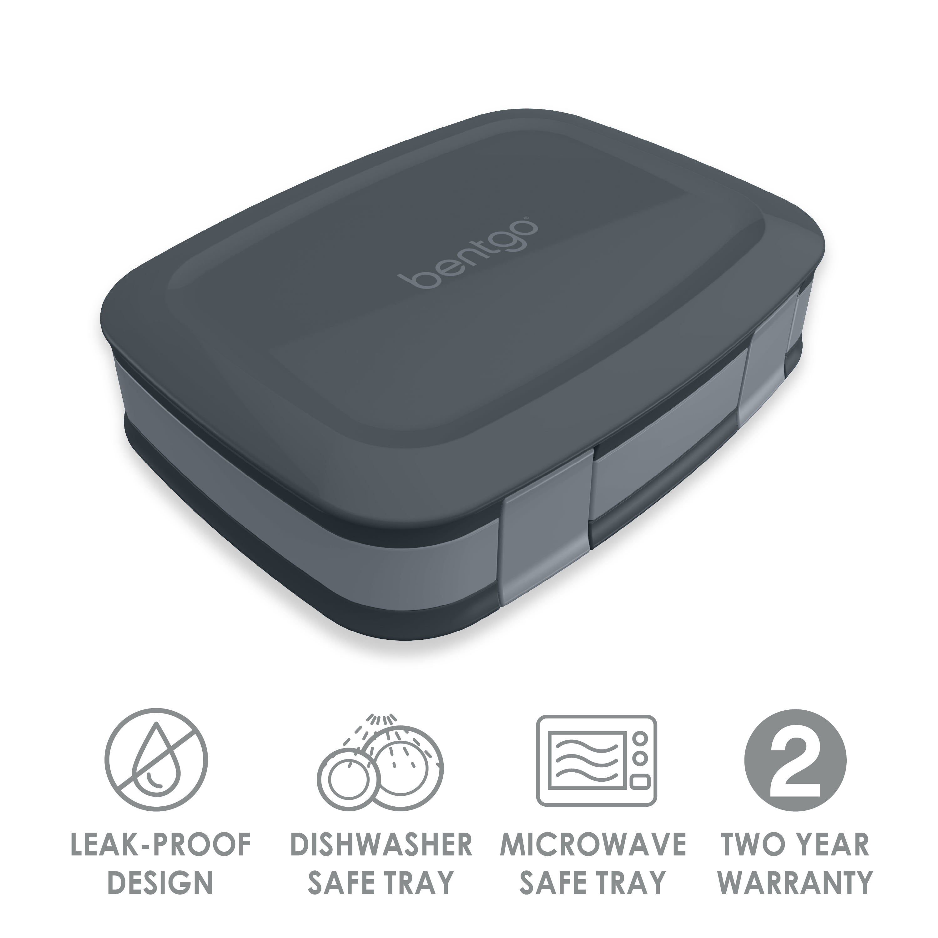 Bentgo Fresh Leak-Proof Versatile 4-Compartment Bento-Style Lunch Box with Removable Divider for Teens and Adults, Charcoal