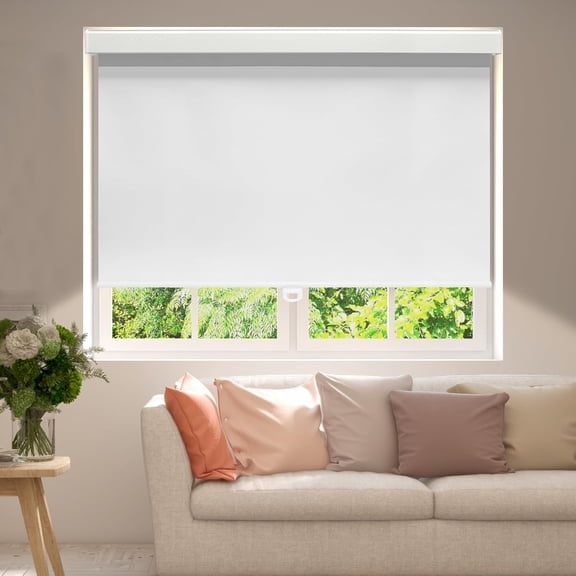 ShadeMart Cordless Blackout Roller Shades, Thermal Insulated & UV Blocking Fabric, Easy Pull-Down Window Blinds for Home & Office, Room Darkening & Energy Efficient(23" W x 72" H, White)