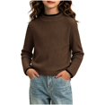 thumbnail image 6 of Girls Half Turtleneck Long‑Sleeve Ribbed Knit Tops, Slim Stretchy Contrast Trim Basic Layering Pullover for Cool Season Daily Wear | CSEONE, 6 of 6