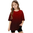 thumbnail image 6 of THDHVS Girls Summer T-Shirts,Summer Casual Tops for Kids,Girls Short Sleeve T Shirts Kids Summer Oversized Tops Casual Crewneck Basic Tees Wine 10-11 Years, 6 of 6