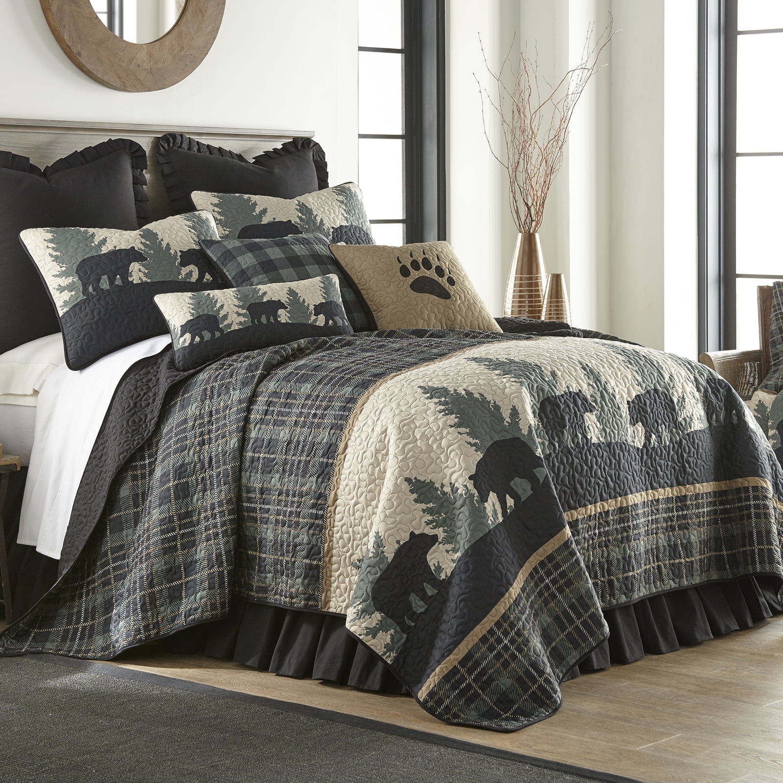 Donna Sharp Full/Queen Quilt Bear Walk Plaid Lodge Quilt
